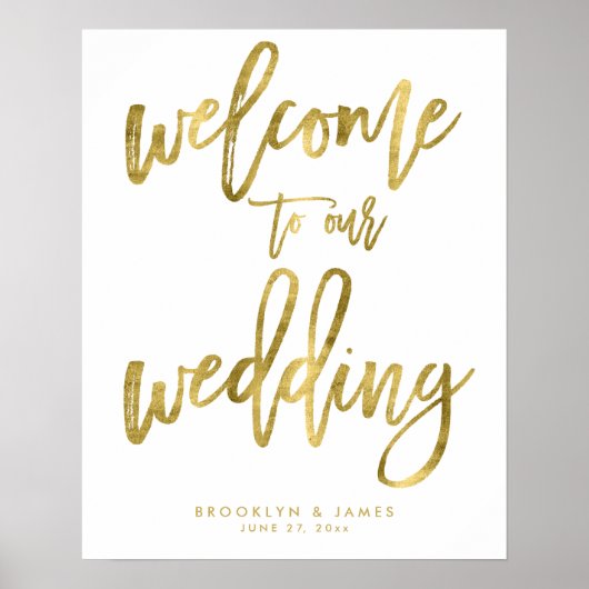Gold Foil-effect Welkom bij ons huwelijksbord Poster (Voorkant)