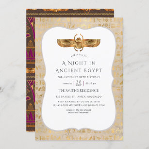 Gold Foil Egyptian Thmed Party Kaart