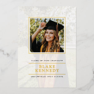Gold Foil Elegance Vellum ingelijst Afstudeerder A Folie Uitnodiging