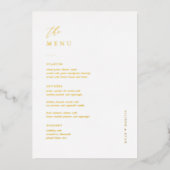 Gold Foil Elegant 5x7-inch Weddenstabel Menu-kaart Folie Uitnodiging (Voorkant)
