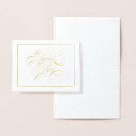 Gold Foil Elegant Calligrafie Dank je wel Folie Kaarten