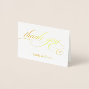 Gold Foil Elegant Calligrafie Foto bedankt Folie Kaarten