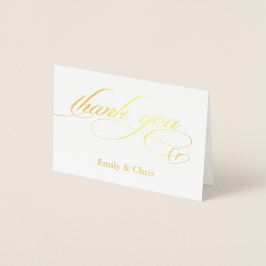 Gold Foil | Elegant Calligrafie Foto bedankt Folie Kaarten (Voorkant)