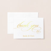 Gold Foil | Elegant Calligrafie Foto bedankt Folie Kaarten (Voorkant met envelop)