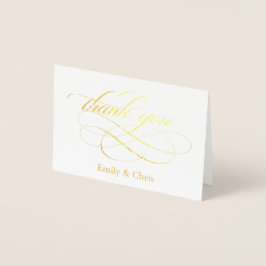 Gold Foil | Elegant Calligrafie Foto bedankt Folie Kaarten