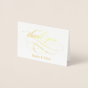 Gold Foil Elegant Calligrafie Foto bedankt Folie Kaarten