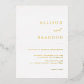 Gold Foil Elegant Calligraphy Simple Wedding Folie Uitnodiging (Voorkant)