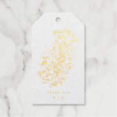 Gold Foil Elegant Drawn Botanical Monogram Weddens Cadeaulabels (Voorkant)