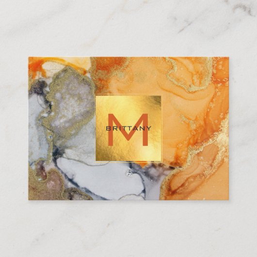 Gold Foil Elegant Grey Amber Monogram aangepast DI Visitekaartje (Voorkant)