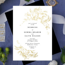 Gold Foil Elegant Hand Drawn Botanical Wedding