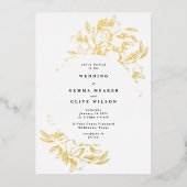 Gold Foil Elegant Hand Drawn Botanical Wedding Folie Uitnodiging (Voorkant)
