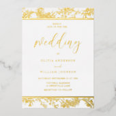 Gold Foil Elegant Huwelijk Folie Uitnodiging (Voorkant)