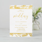 Gold Foil  Elegant Huwelijk Folie Uitnodiging (Staand Voorkant)