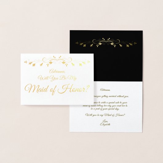 Gold Foil Elegant Maid of Honor Proposal Card Folie Kaarten (Display)