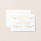 Gold Foil Elegant Maid of Honor Proposal Card Folie Kaarten (Voorkant met envelop)