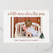 Gold Foil Elegant New Baby Photo-kerstkaart Folie Uitnodiging (Voorkant)