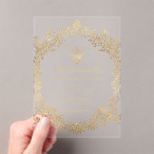 Gold Foil Elegant Ornate Victorian Wedding Acryl Uitnodigingen (Insitu (Draagbaar))
