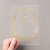 Gold Foil Elegant Ornate Victorian Wedding Acryl Uitnodigingen (Insitu (Draagbaar))
