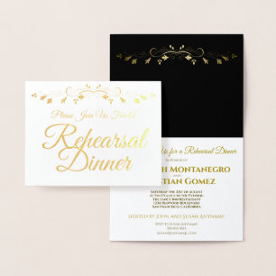 Gold Foil Elegant Rehearsal Dinner Invitation Folie Kaarten