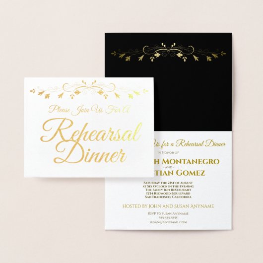 Gold Foil Elegant Rehearsal Dinner Invitation Folie Kaarten (Display)