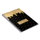 Gold Foil Elegant Script Typography Name Pattern Notitieboek (Rechterzijde)
