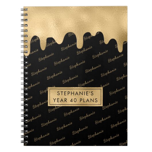 Gold Foil Elegant Script Typography Name Pattern Notitieboek (Voorkant)