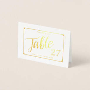 Gold Foil Elegant Table Number Tent Kaart