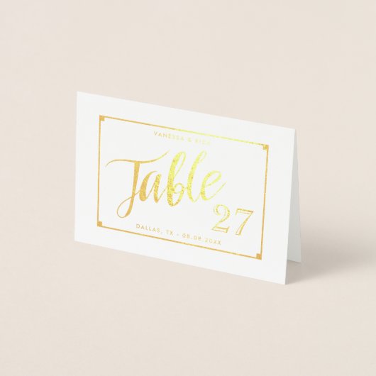 Gold Foil Elegant Table Number Tent Kaart (Voorkant)