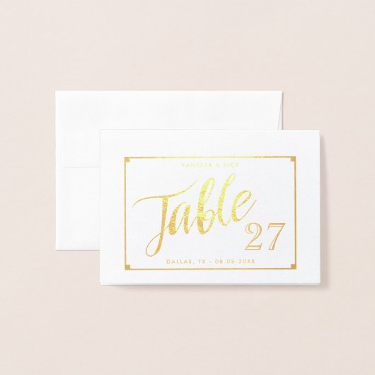 Gold Foil Elegant Table Number Tent Kaart (Voorkant met envelop)