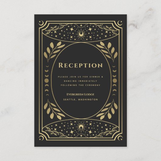 Gold Foil Elegant Tarot Reception Enclosure Kaart (Voorkant)