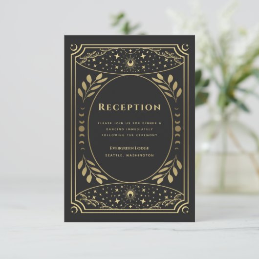 Gold Foil Elegant Tarot Reception Enclosure Kaart (Staand voorkant)