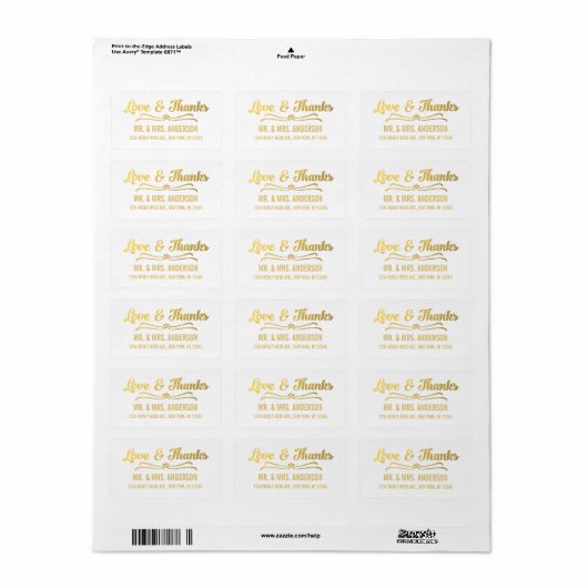 Gold Foil Elegant Weddenschap Hartelijk dank Etiket (Full Sheet)