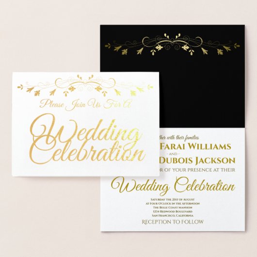 Gold Foil Elegant Wedding Invitation Folie Kaarten (Display)