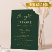 Gold Foil Emerald Green The Night before Dinner Folie Uitnodiging