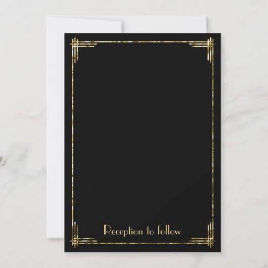 Gold Foil en Black Art Deco Wedding Invitations Kaart (Achterkant)