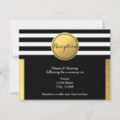 Gold Foil en Black Circle Wedding Reception Kaart (Voorkant)