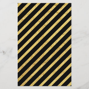 Gold Foil en Black Diagonal Stripes Pattern Flyer