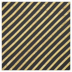 Gold Foil en Black Diagonal Stripes Pattern Stof
