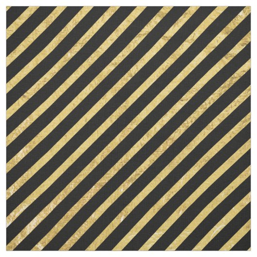 Gold Foil en Black Diagonal Stripes Pattern Stof (Swatch)