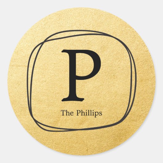 Gold Foil en Black Hand Drawn Lijst voor Stickers (Voorkant)