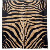 Gold Foil en Black Zebra Print Shower Curtain Douchegordijn (Voorkant)