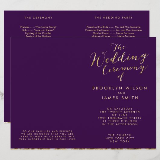 Gold Foil en donkere Paarse weddenschappen (Voorkant / Achterkant)