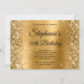 Gold Foil en Glitter Fancy Monogram Birthday Kaart (Voorkant)