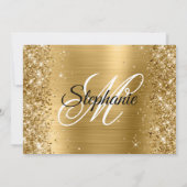 Gold Foil en Glitter Fancy Monogram Birthday Kaart (Achterkant)