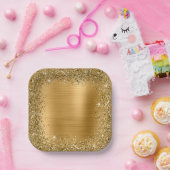 Gold Foil en Glitter Girly Glam Papieren Bordje (Feest)