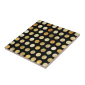 Gold Foil en Glitter Polka Dots Black Tegeltje (Zijkant)