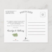 Gold Foil en Green Palm Leaf Beach Weddenschap Aankondigingskaart (Achterkant)