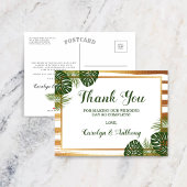 Gold Foil en Green Palm Leaf Beach Weddenschap Aankondigingskaart