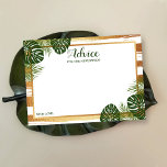Gold Foil en Green Palm Leaf Beach Weddenschap Advieskaart<br><div class="desc">Viel in stijl met deze tropische palmbladeren advieskaarten. Het eenvoudige maar stijlvolle ontwerp zal uw gasten toestaan om een nota van raad voor u te schrijven om over jaren te houden en te lezen. De formulering is gemakkelijk te personaliseren, zodat deze kaarten snel kunnen worden omgezet in advieskaarten voor vrijgezellenfeesten,...</div>