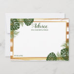 Gold Foil en Green Palm Leaf Beach Weddenschap Advieskaart<br><div class="desc">Viel in stijl met deze tropische palmbladeren advieskaarten. Het eenvoudige maar stijlvolle ontwerp zal uw gasten toestaan om een nota van raad voor u te schrijven om over jaren te houden en te lezen. De formulering is gemakkelijk te personaliseren, zodat deze kaarten snel kunnen worden omgezet in advieskaarten voor vrijgezellenfeesten,...</div>